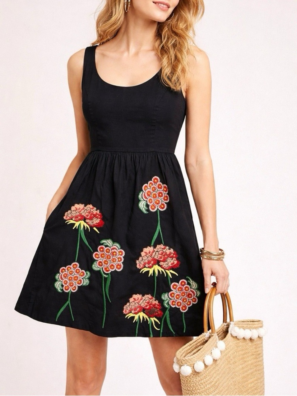 Anthropologie | Floreat Cranesbill 💯 Cotton Floral Embroidered Dress -Boho Chic